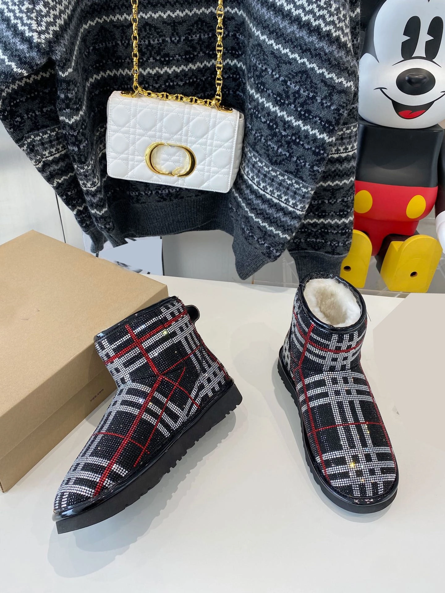 hot drill check fleece fur snow boots casual shoes women warm winter high quality 35-40 Wolverine Snow Boots