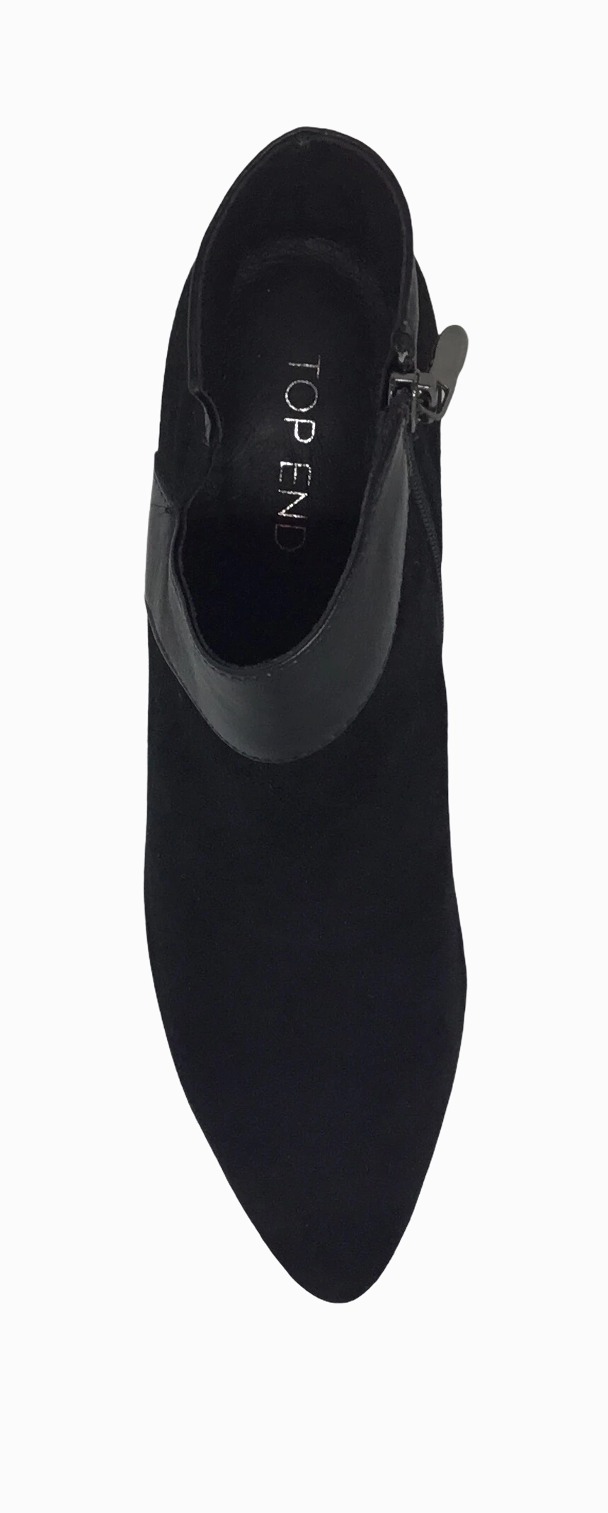 Top End Carmine Black Suede and Leather Stand Out Design