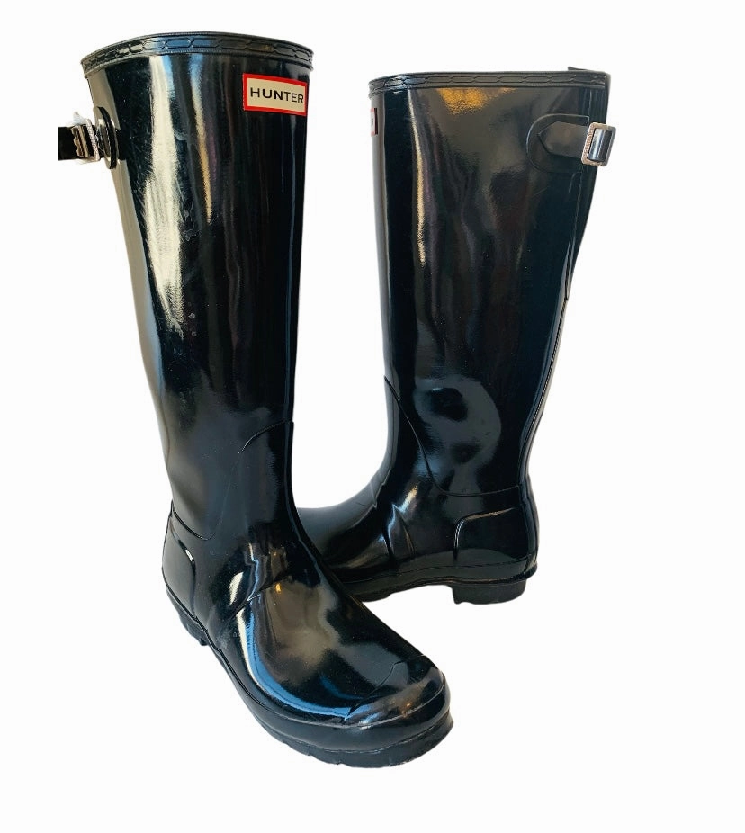 Adidas Shoes Pictures Hunter Original Womens Gloss Black Rainboots Size 10