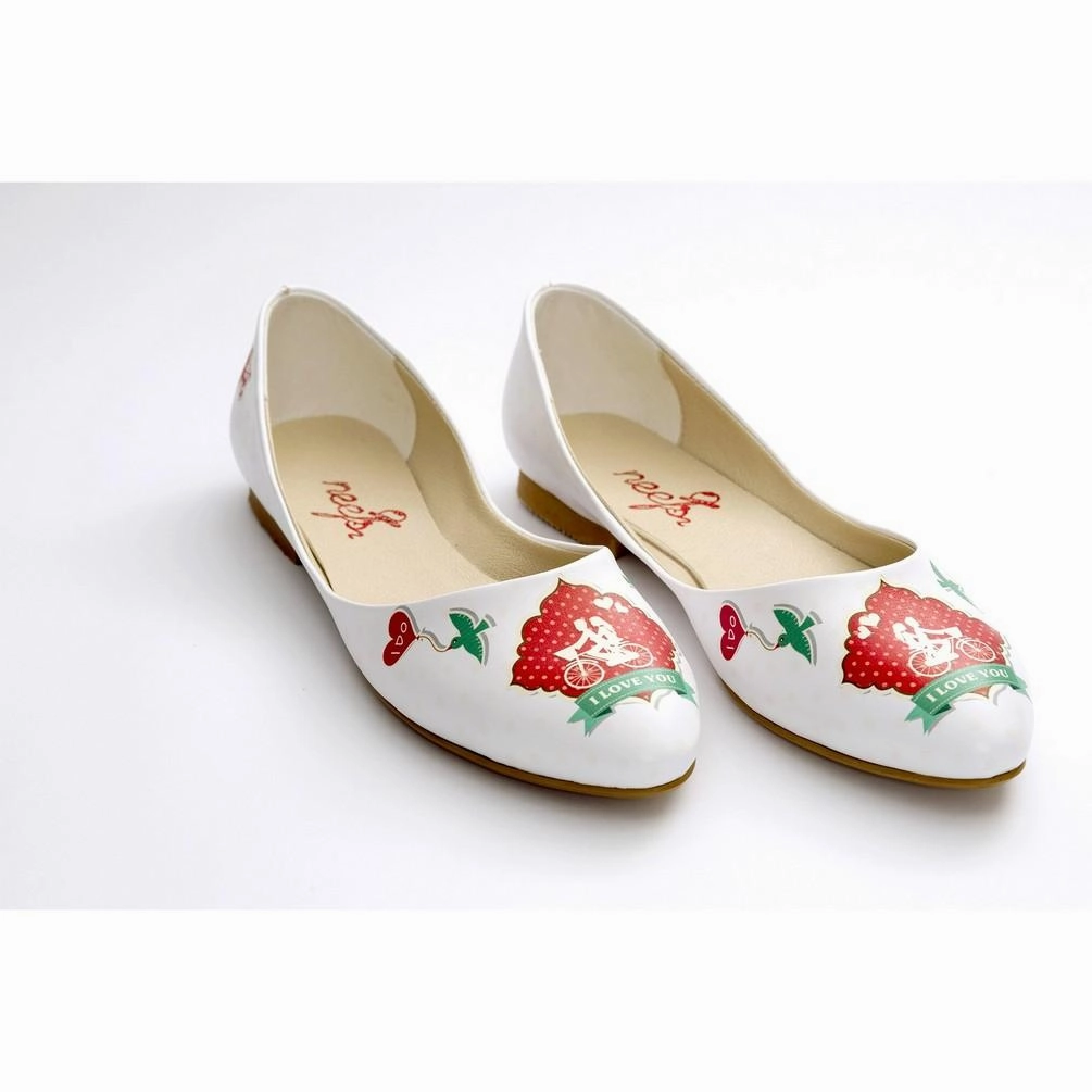 I Love You Ballerinas Shoes NSS353 White Clean Hot Mood