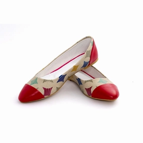 Rubber Sole Foot Support Pattern Ballerinas Shoes NMS107