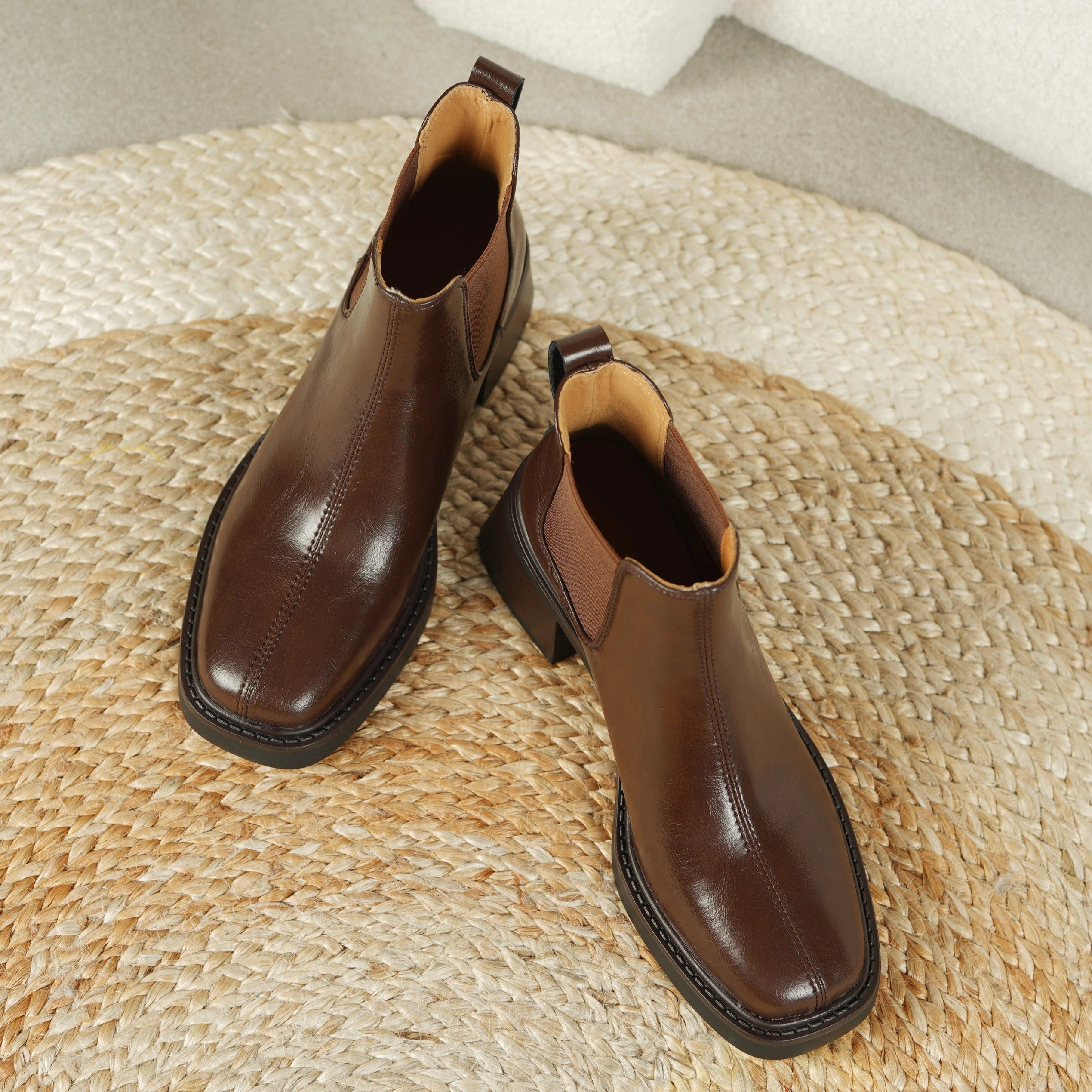 Adidas Grand Court Shoes Women's Square Toe Leather Handmade Chelsea Boot