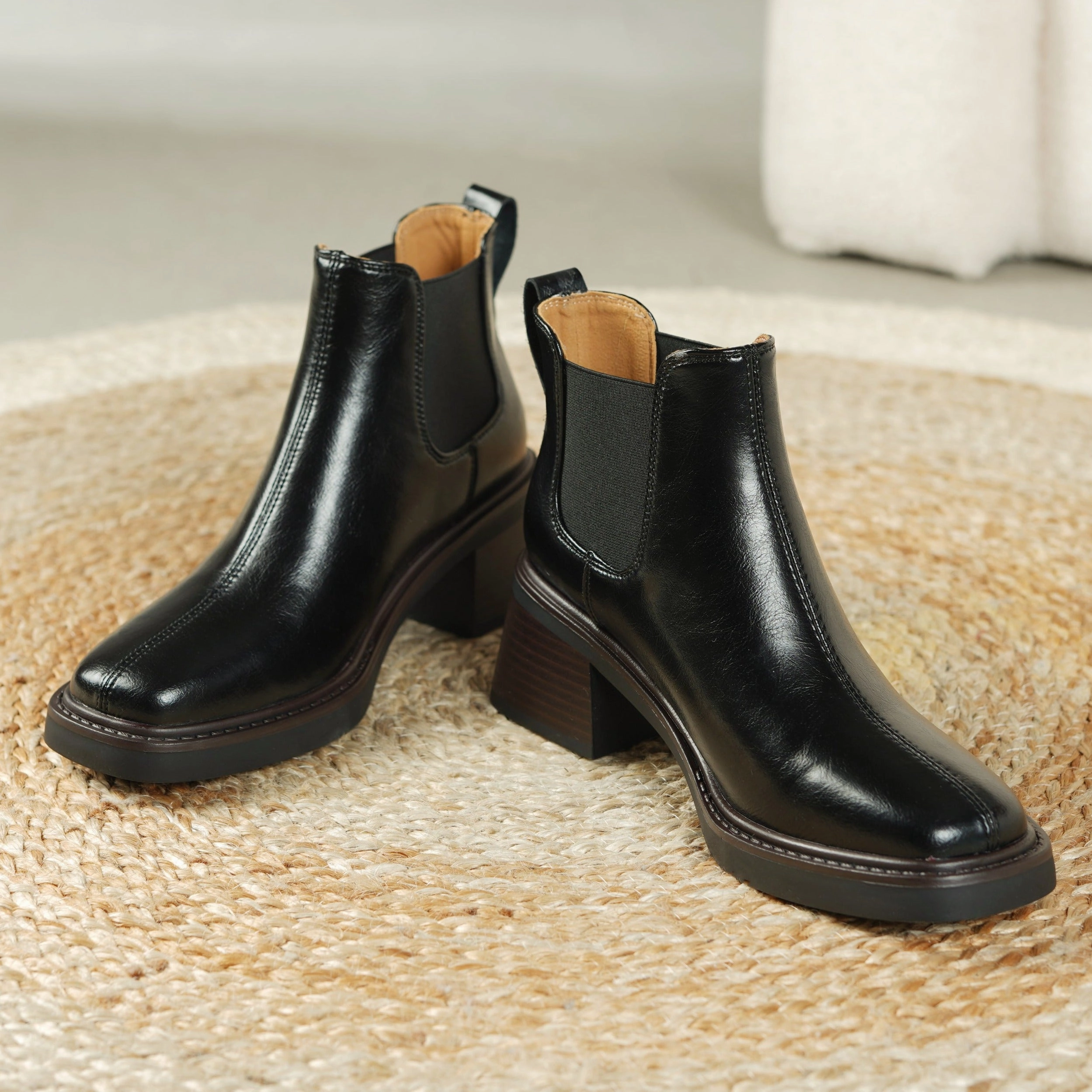 Women's Square Toe Leather Handmade Chelsea Boot Adidas Gazelle Shoe