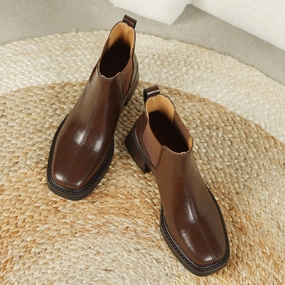 Popular Adidas Shoes 2024 Women's Square Toe Leather Handmade Chelsea Boot