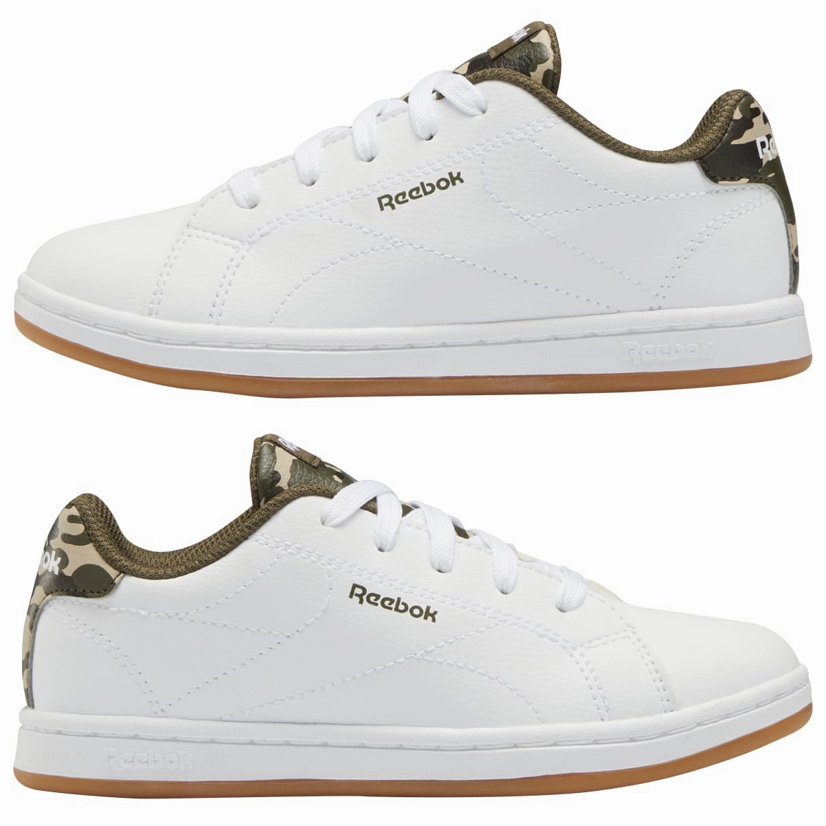 REEBOK GY8489 ROYAL COMPLETE CLN 2.0 JR'S (Medium) White/White/Green Synthetic Lifestyle Shoes Fog Step