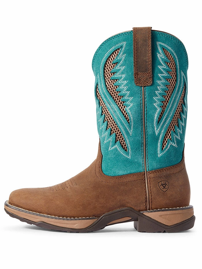 Ariat 10031665 Womens Anthem VentTEK Square Toe Boot Turquoise Chocolate Insulated Cowboy Work Boots