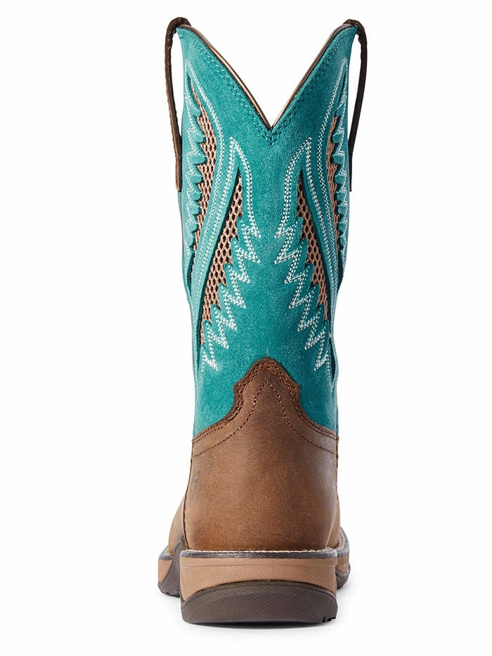 Ariat 10031665 Womens Anthem VentTEK Square Toe Boot Turquoise Chocolate Work Boots For Concrete Floors