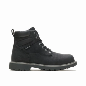 WOLVERINE W10691-EW FLOORHAND 6'' WP MN'S (Extra Wide) Black Leather Work Boots Comfort Ride