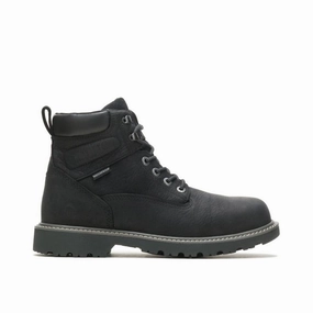 WOLVERINE W10691-EW FLOORHAND 6'' WP MN'S (Extra Wide) Black Leather Work Boots Comfort Ride