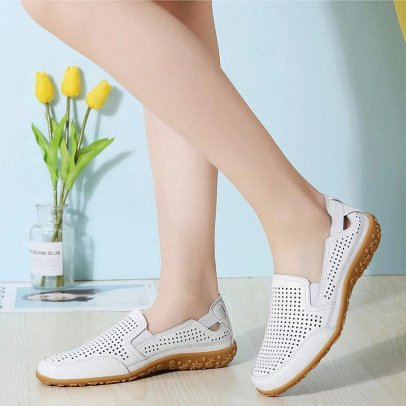 Target Shoes Flats Plus Size Eu42 Women Sandals Split Leather Summer Shoes Woman Gladiator Style Sandal Soft Bottom Whi