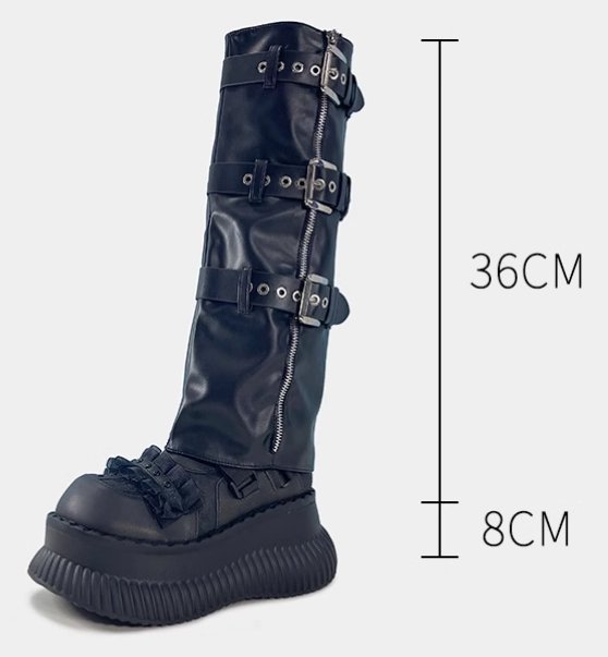 Roxy Boots JIALINNA PUNKY STYLE WIDE-CALF KNEE-HIGH CHUNKY SOLE BOOTS