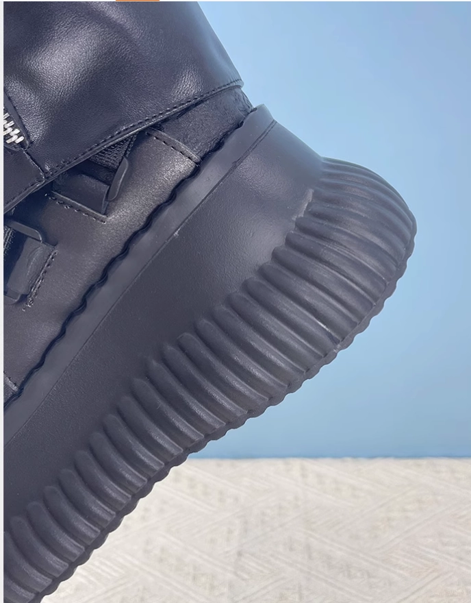 Boots With Side Zippers JIALINNA PUNKY STYLE WIDE-CALF KNEE-HIGH CHUNKY SOLE BOOTS