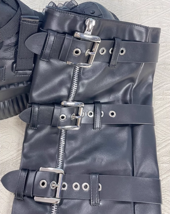 Wide Shaft Western Boots JIALINNA PUNKY STYLE WIDE-CALF KNEE-HIGH CHUNKY SOLE BOOTS