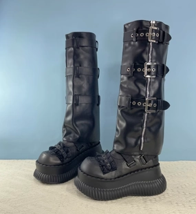 Winter Work Boots JIALINNA PUNKY STYLE WIDE-CALF KNEE-HIGH CHUNKY SOLE BOOTS