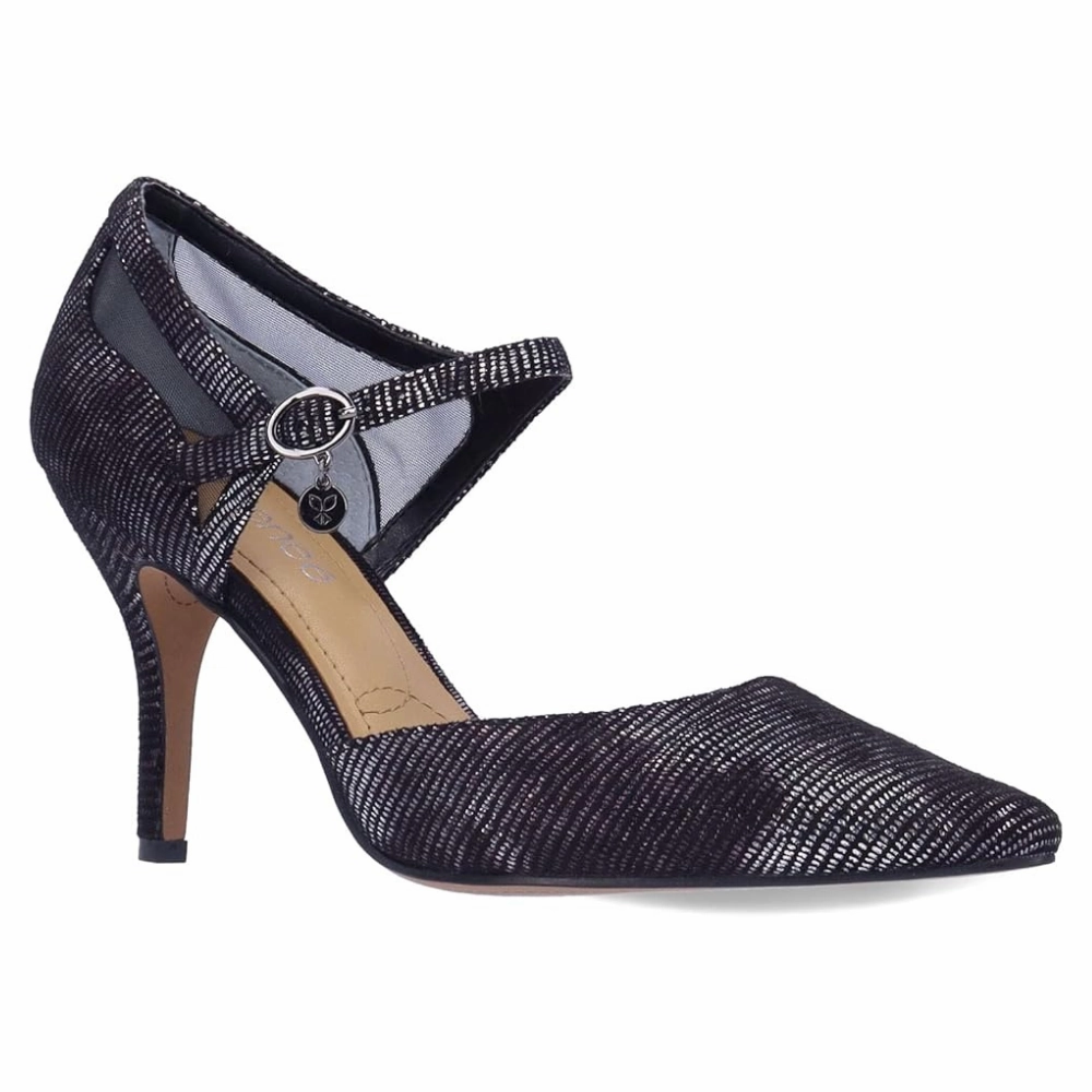 Magnanni Dress Shoes J. Renee Siona Black/Pewter Heel (Women's)