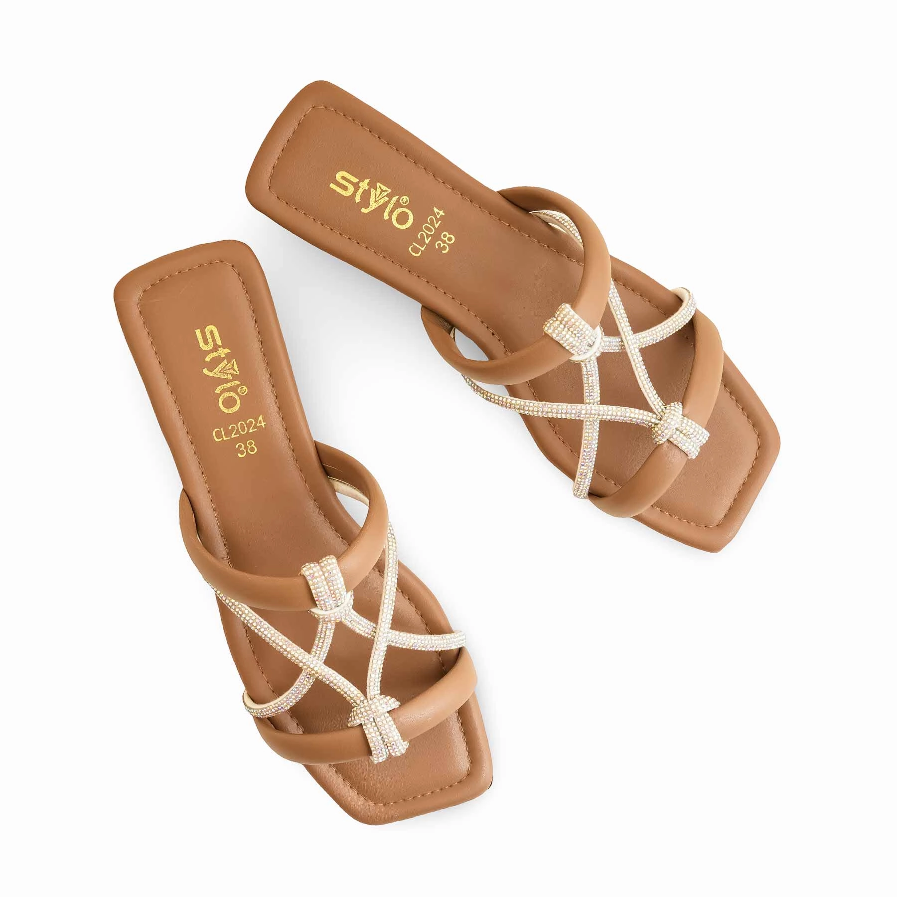 Gold Slippers Wedding Brown Casual Slipper CL2024