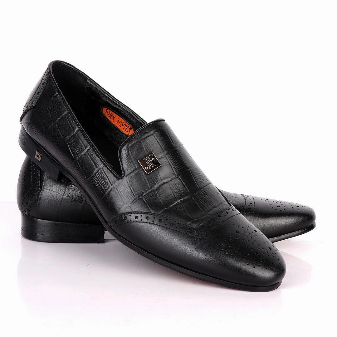 John Foster Crocodile Design Leather With Side Logo-Black Asics Running Shoes Pictures