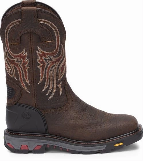 Zero Drop Work Boots Justin Men's 11" Driscoll Pecan Brown Square Toe Western Work Boot
