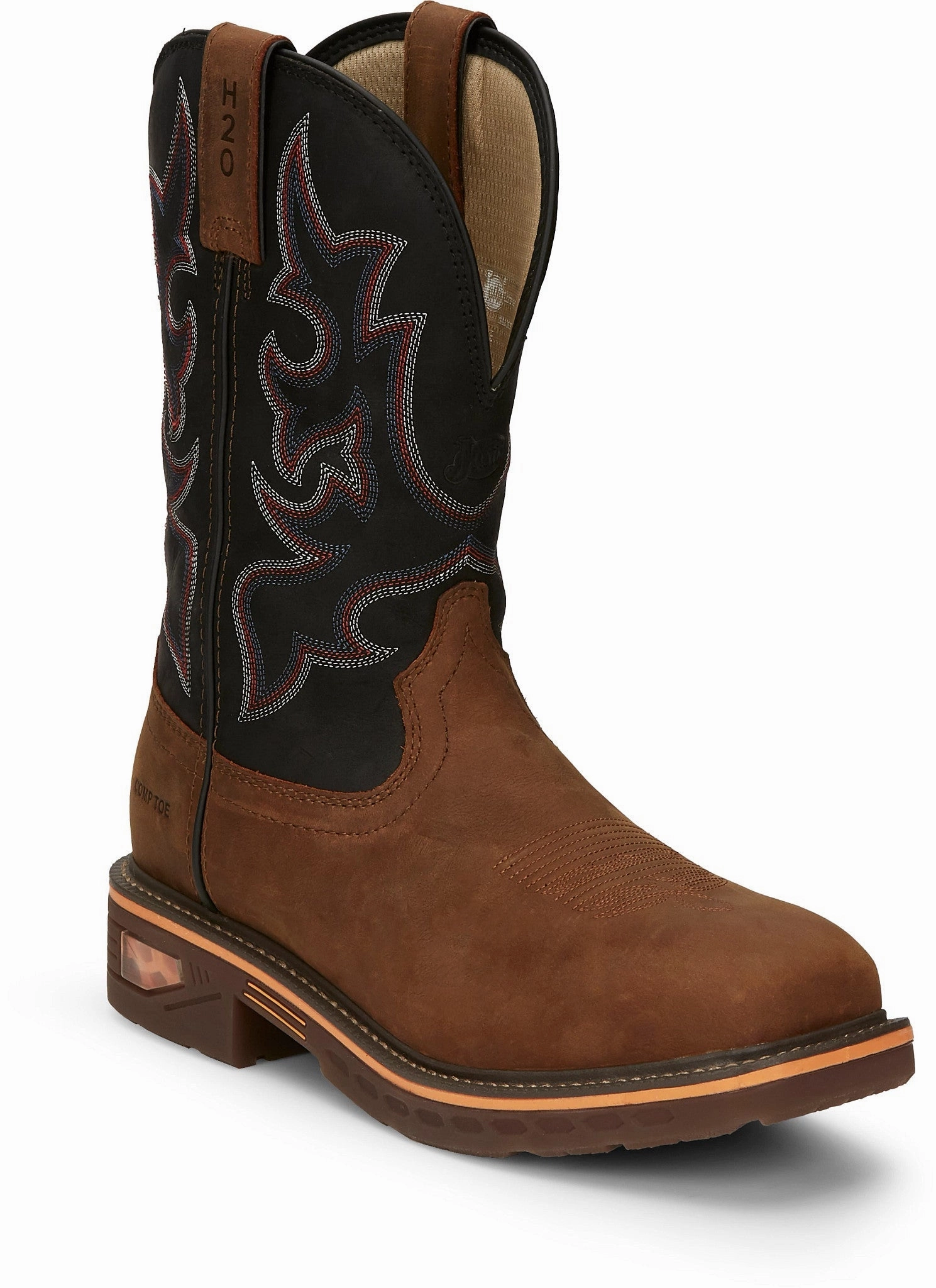 Justin Men's 11" Resistor Rustic Square Nano Composite Toe Waterproof Work Boot Rebel Work Boots