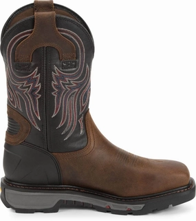 Best Work Boots For Working On Concrete Floors Justin Men's 11" Tanker Brown Square Steel Toe Work Boot