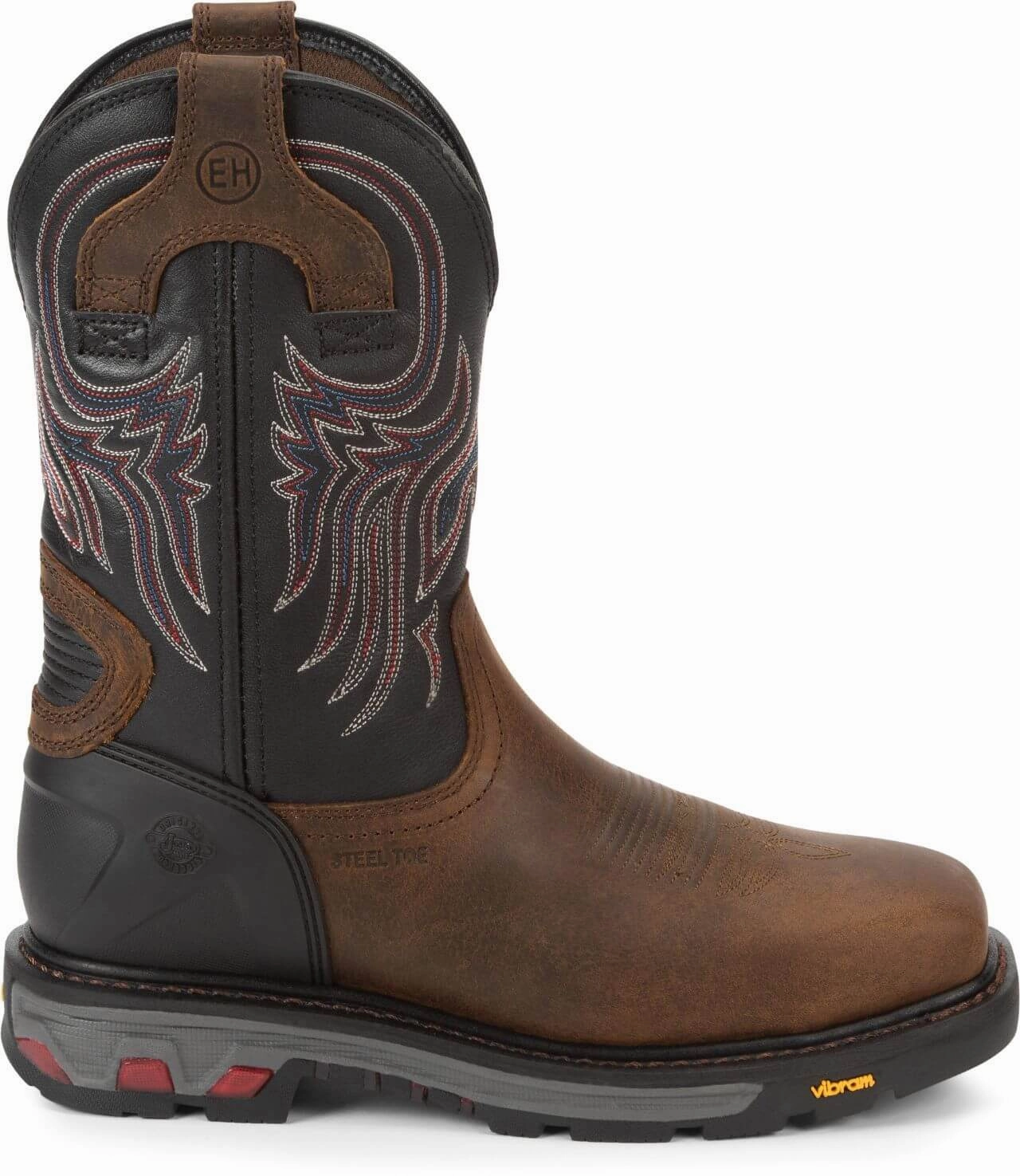 Justin Men's 11" Tanker Brown Square Steel Toe Work Boot Nano Toe Work Boots