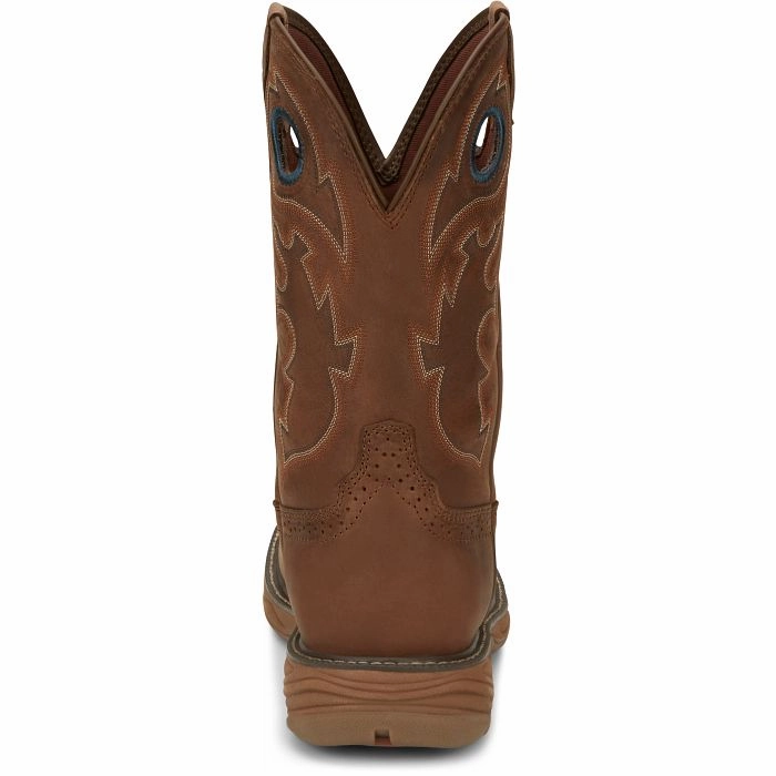 Justin Men's 11" Waterproof Stampede Rush Round Nano Comp Toe Work Boot Durashock Work Boots