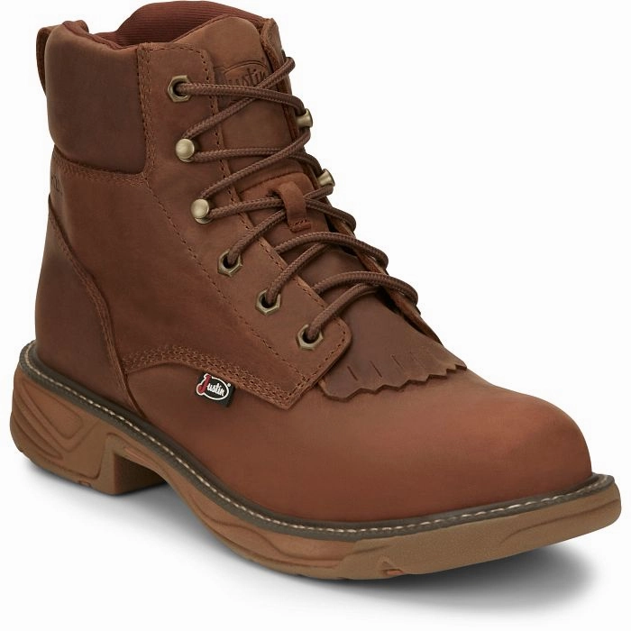 Justin Men's 6" Waterproof Rush Round Toe Lacer Work Boots English Made Work Boots
