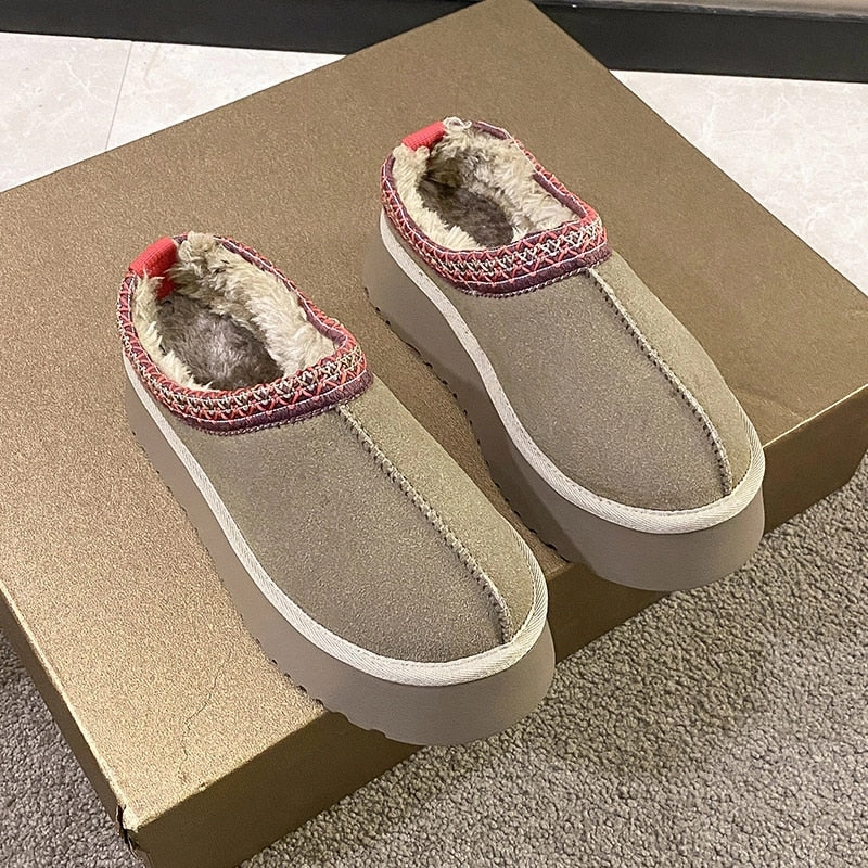 kamames Ankle Snow Boots Women Winter 2022 New Brand Fur Short Plush Warm Flats Slippers Platform Shoes Flip Flops Suede Boots Best Slip Resistant Snow Boots