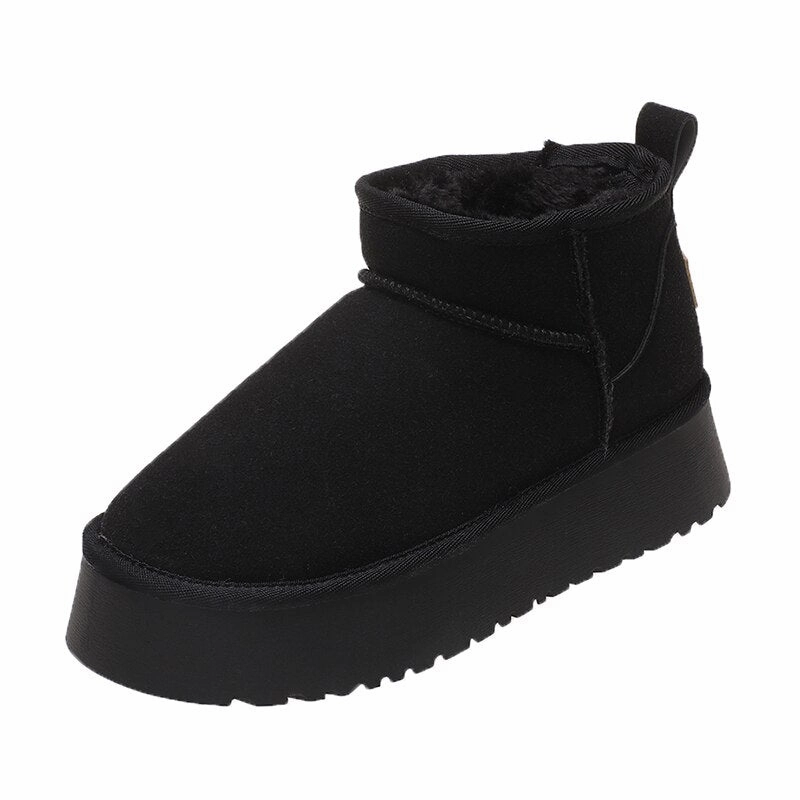 Vepose Snow Boots kamames Ankle Snow Boots Women Winter 2022 New Brand Fur Short Plush Warm Flats Slippers Platform Shoes Flip Flops Suede Boots