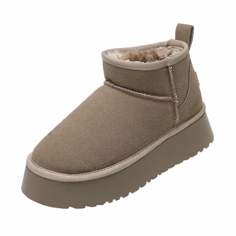 kamames Ankle Snow Boots Women Winter 2022 New Brand Fur Short Plush Warm Flats Slippers Platform Shoes Flip Flops Suede Boots Snow Boots Norway