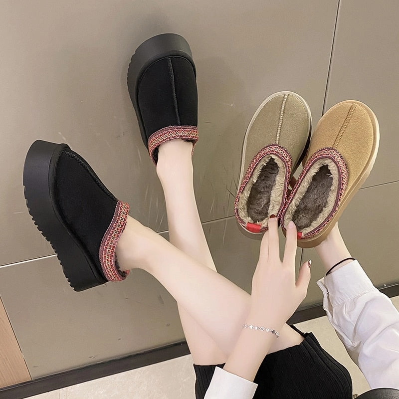kamames Ankle Snow Boots Women Winter 2022 New Brand Fur Short Plush Warm Flats Slippers Platform Shoes Flip Flops Suede Boots Australia Snow Boots