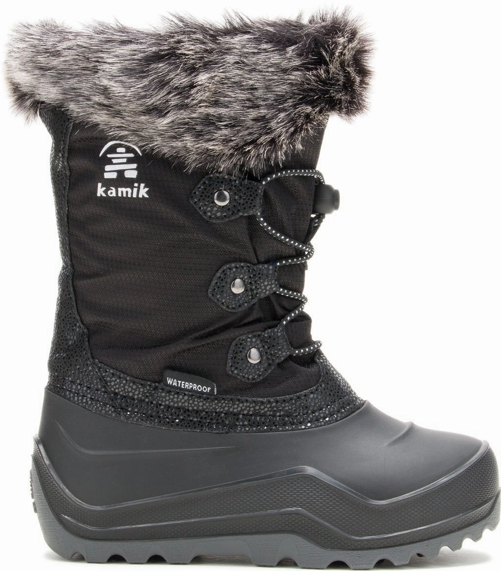 Boots Knee High Boots Kamik Powdery NF8421-BLK Kids Black Waterproof Winter Boots JOBB1916