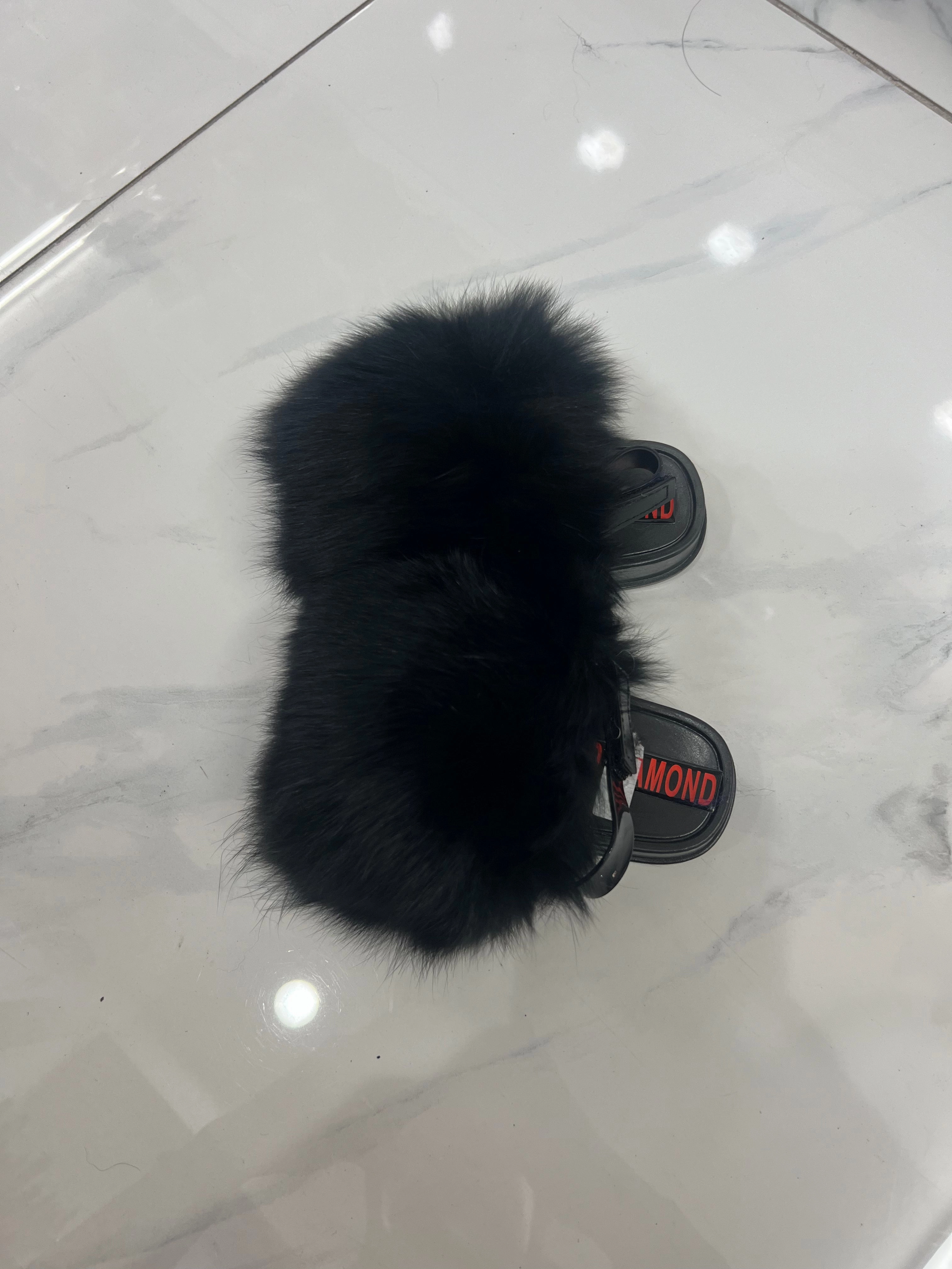 Toddler faux fur slides black Dormie Slippers