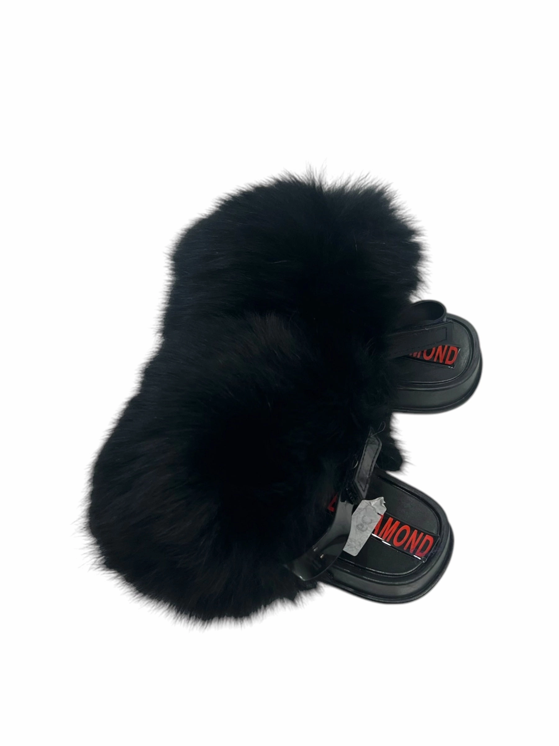 Toddler faux fur slides black Metatarsalgia Slippers