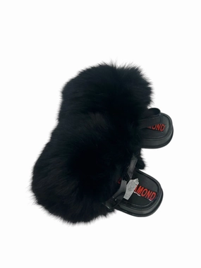 Toddler faux fur slides black Snuggies Slippers