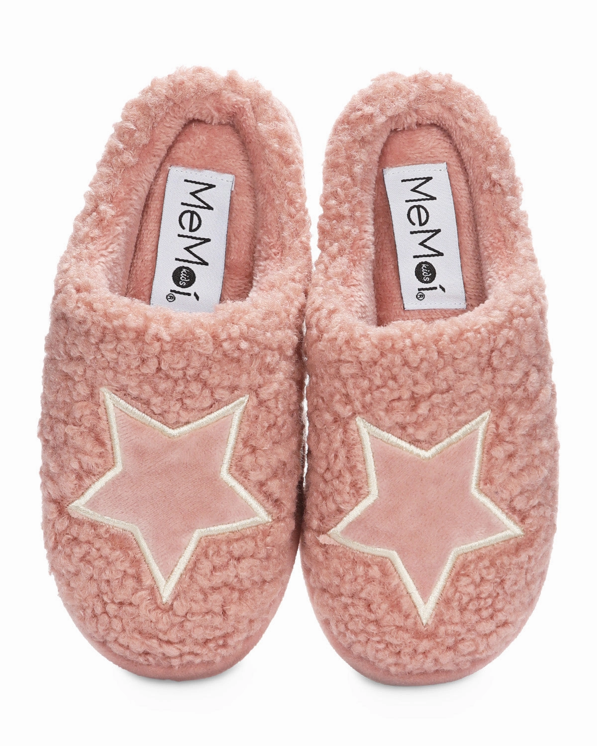 Kids' Embroidered Shaggy Star Non-Skid Slippers Slides Size 7