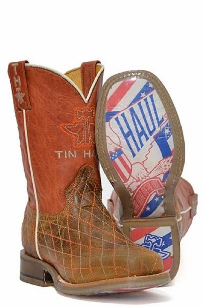 Kids' Tin Haul 'Crossed' Cowboy Boots w/ Bald Eagle Sole Springheel Jack Boots