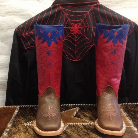 Kids cowboy Boots - Olathe Red Spider Square Toe OK42 Dress With Boots