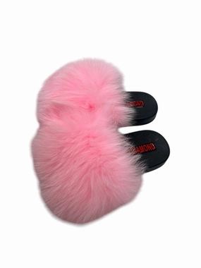 Cute Slippers Kids faux fur slides light pink