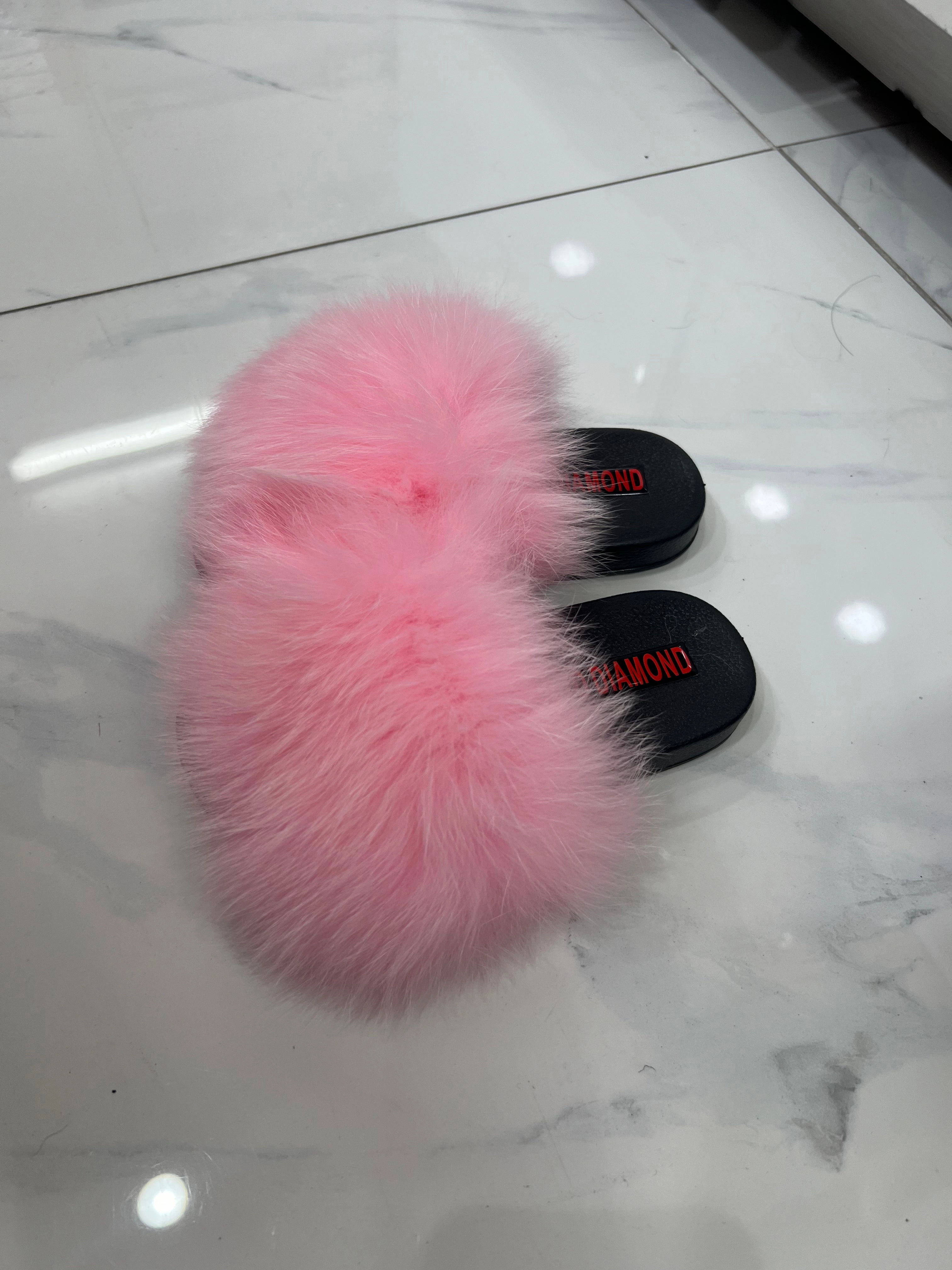 Smoking Slippers Kids faux fur slides light pink