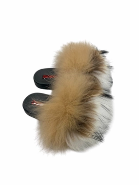 Kids faux fur slides white-cream Ballet Slippers With Arch Support