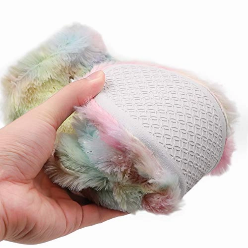 Ruby Slippers Kids Girls Unicorn Booties Slippers with Plush Lining | Rainbow Fur