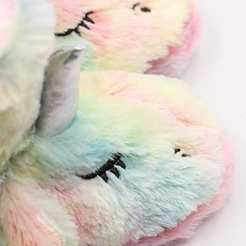 Comfiest Slippers Kids Girls Unicorn Booties Slippers with Plush Lining | Rainbow Fur