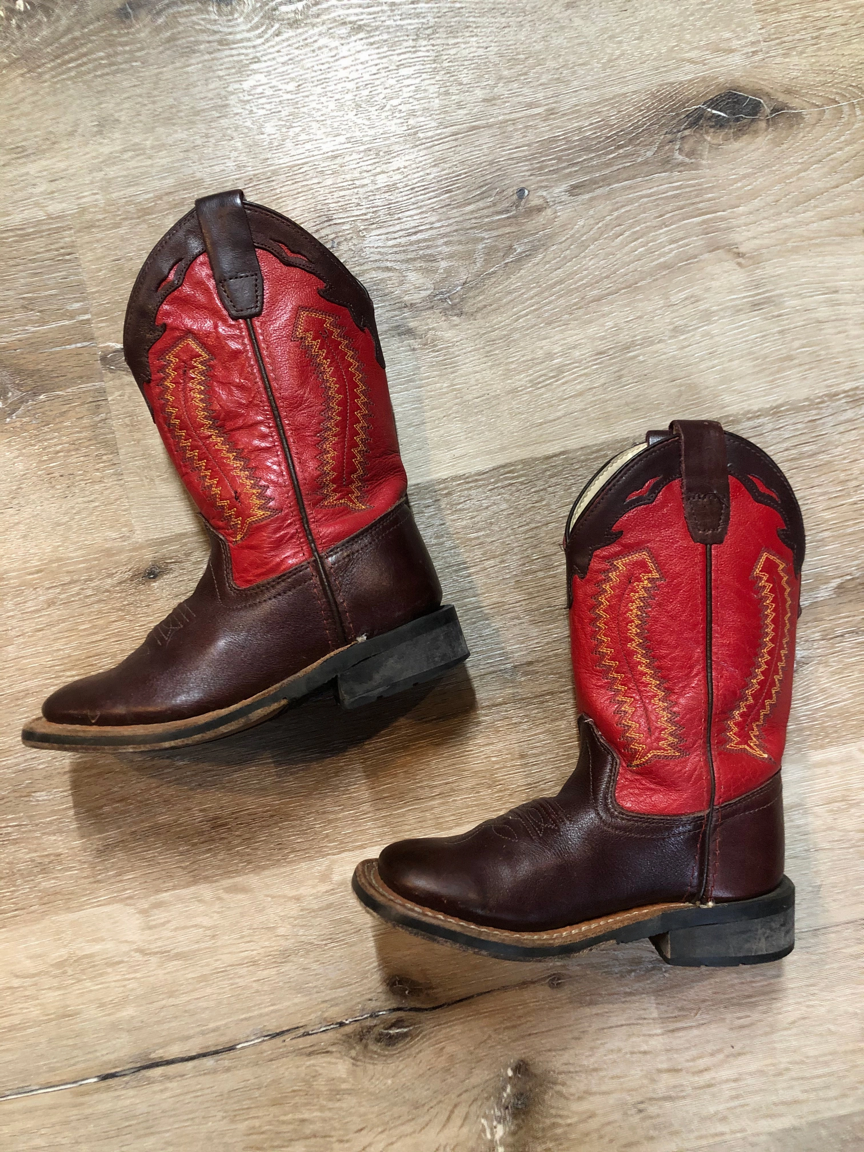 Professor Boots Kids Old West Red and Maroon Cowboy Boots SOLD