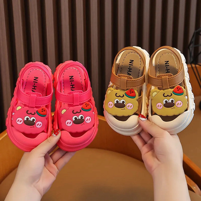 Kids Sandals Babies Non-slip Cartoon Pattern Children  Sandals Boys Girls Soft Bottom Footwear  Lightweight Students Sport Shoes Choosing Asics Running Shoes