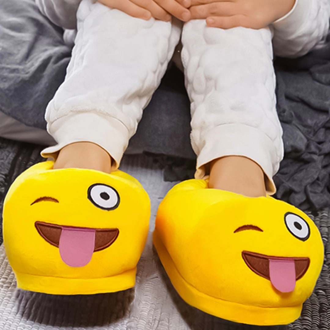 Wide Shoes Asics Kids Teasing Tongue Emoji Slippers Warm & Comfortable