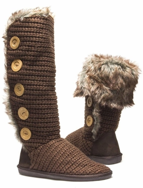 Adidas Skateboard Shoe Knit Sweater Fur Cuff Button Slouchy Knee High Boot Brown