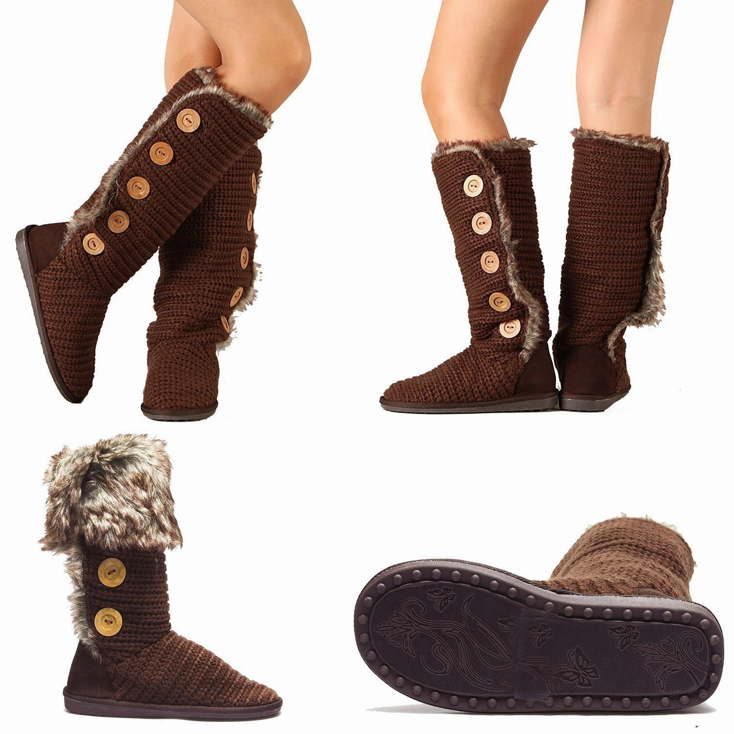 Knit Sweater Fur Cuff Button Slouchy Knee High Boot Brown Adidas Lite Racer Adapt 7.0 Running Shoes