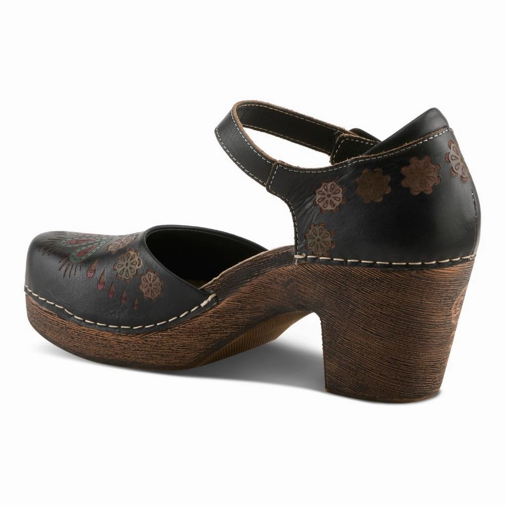 L'artiste By Spring Step Bridgitte Black Multi Leather Pump (Women's) Little Boys Dress Shoes