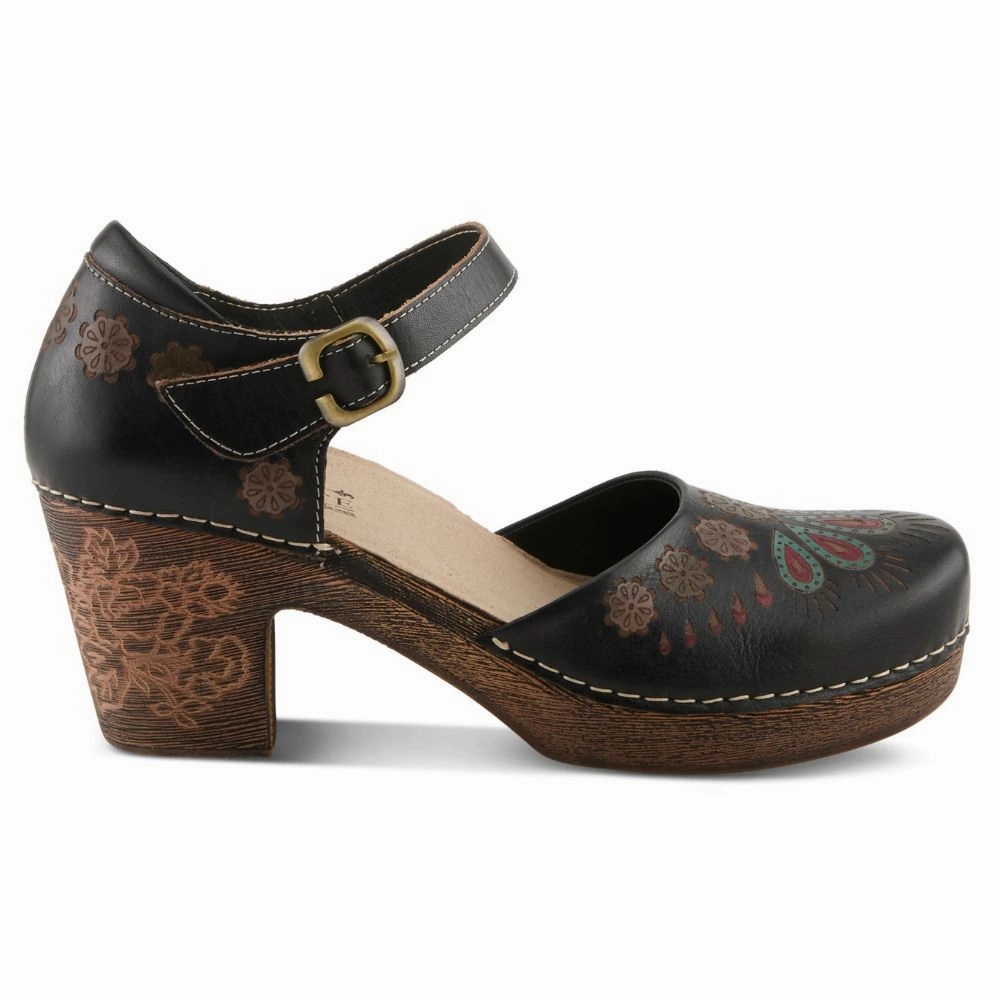 Junior Dress Shoes L'artiste By Spring Step Bridgitte Black Multi Leather Pump (Women's)